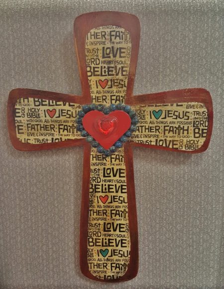 Cross with heart and faith sayings